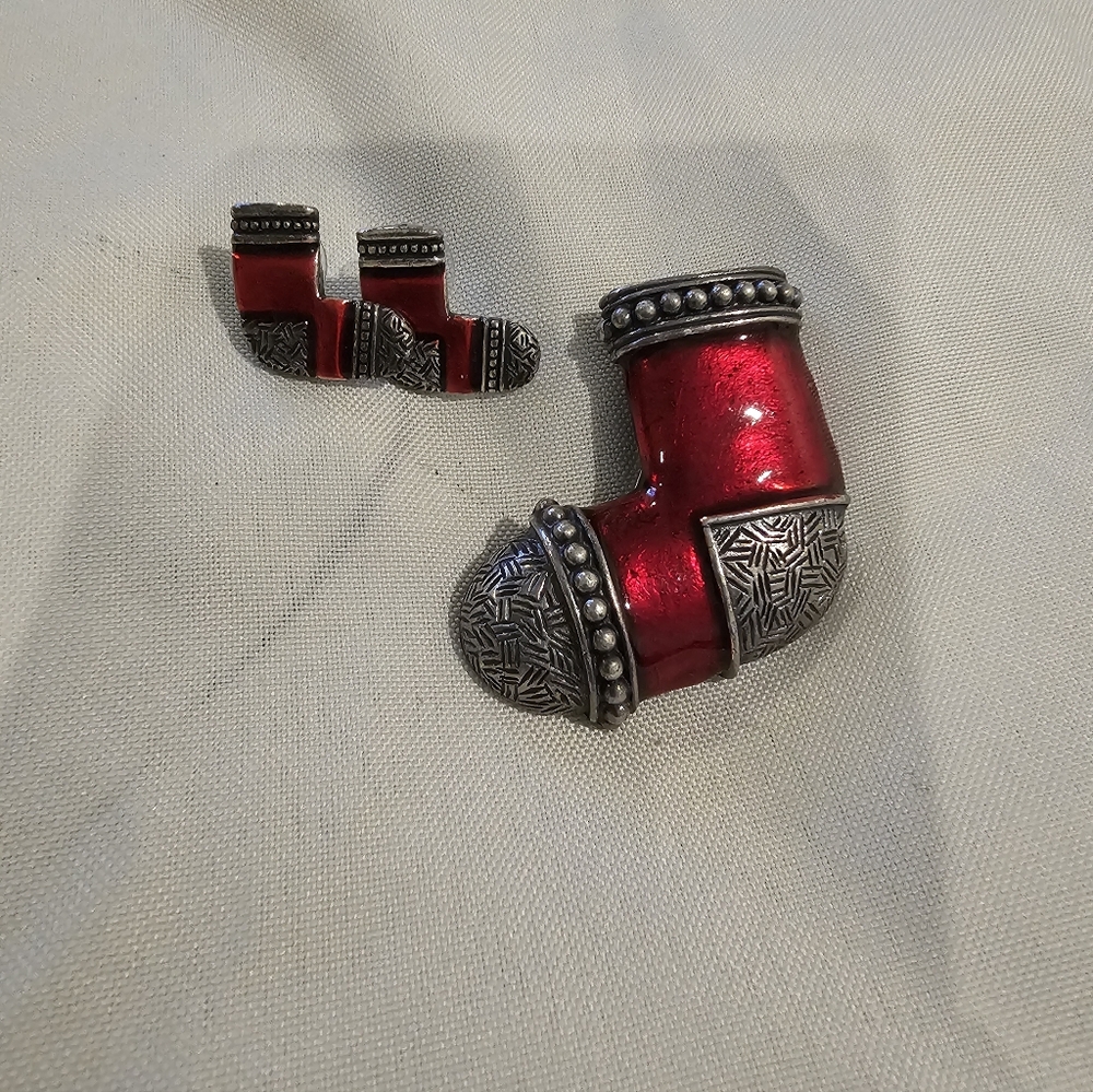 Red and Silver Stocking Jewelry Set
